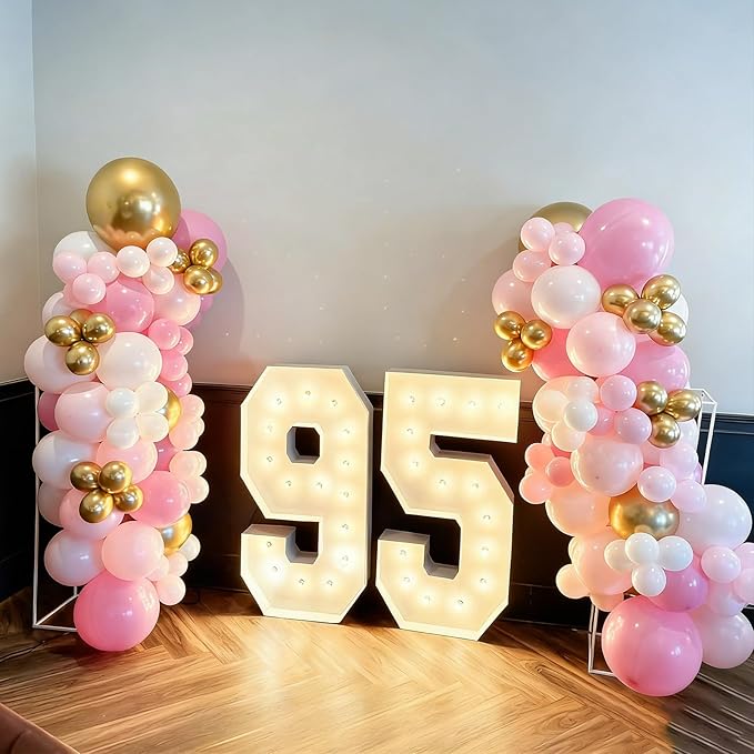Pink and Gold Balloons Balloons Garland Arch Kit, Pink and White Balloon with Metallic Gold Latex Balloons for Graduation, Wedding, Baby Shower, Engagement, Birthday Party Decorations