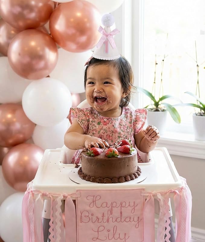 Bow Half Birthday Hat for Her – Pink 1/2 Crown, Half Way to One Bday Baby Girl Party Hat Decor, Cake Smash Outfit