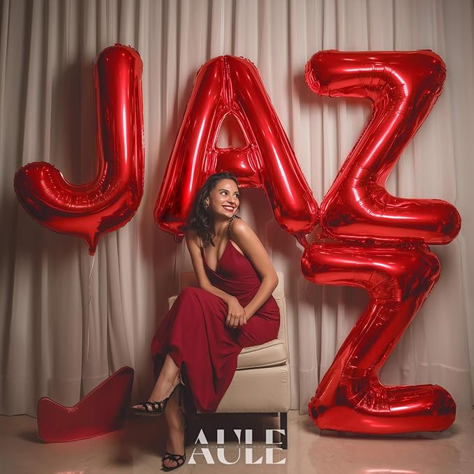 AULE red Letter Balloons R 40Inch Large Giant big Foil Mylar red R Balloon for Birthday Aniversary Party Decorations
