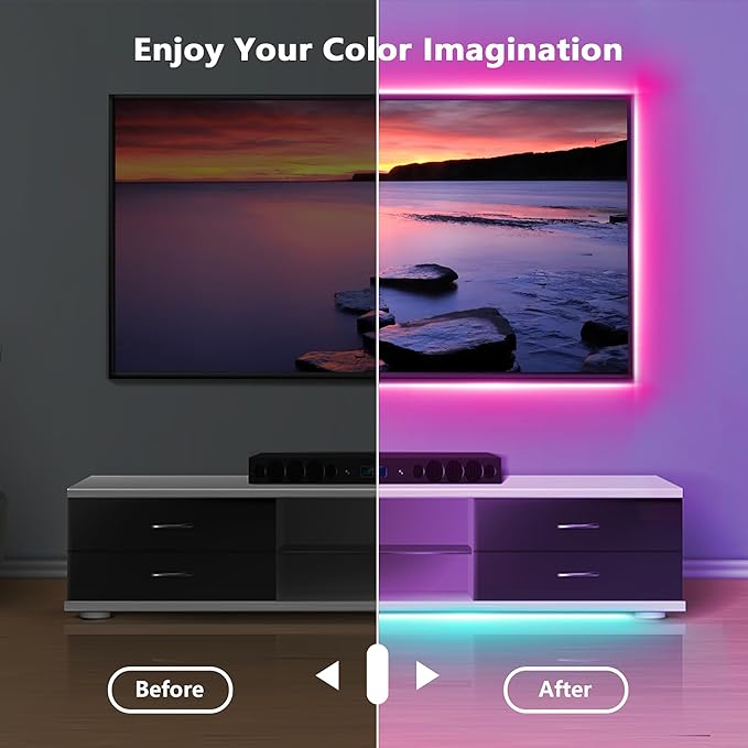 NBBUFF Led Lights for Bedroom, 200FT (2 Rolls of 100FT) RGB Led Strip Lights Sync with Music, Smart App Controlled Strip Lights for Bedroom with Remote, Ideal Lights for Room Party and Home Decor