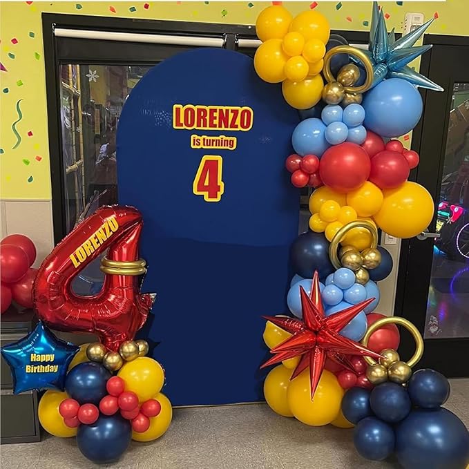 Red Blue Yellow Balloon Garland Arch Kit - 161Pcs Cartoon Hedgehog Theme Primary Color with Gold Circle Explosion Star Foil Balloons for Boys Kids Carnival Circus Birthday Party Decorations
