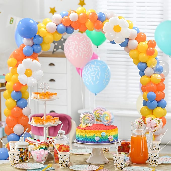 AXHJ 13Ft Adjustable Balloon Arch Stand Kit, New Reusable Table Balloon Arch Kit with Base High Strength Glass Fiber Pole for DIY Party Wedding Birthday Baby Shower Kids Decorations