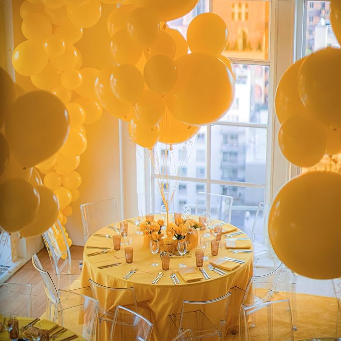 PartyWoo Mustard Yellow Balloons 4pcs 36 Inch Yellow Fall Balloons for Birthday Graduation Gender Reveal Engagement Baby Shower Bee Summer Sunflower Little Cutie Lemon Party Decorations Yellow-Y10