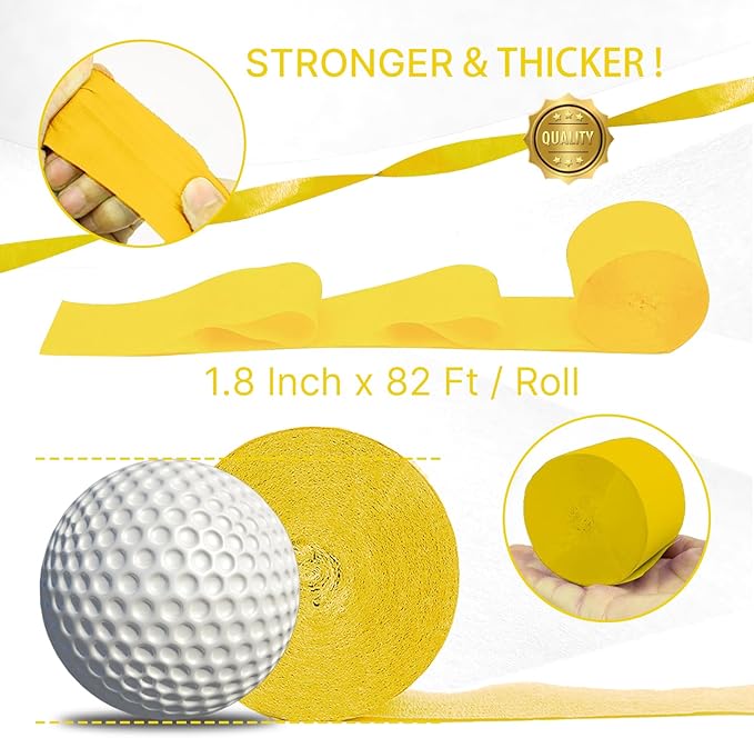 PartyWoo Yellow Crepe Paper Streamers 8pcs 656ft Pack of Pastel Yellow Pearl White Crepe Paper Streamers for Birthday Graduation Engagement Baby Shower Summer Sunflower Little Cutie Party Decorations