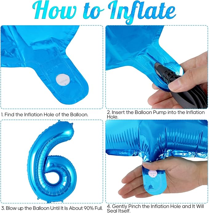 Blue Number 6 Balloon 40 Inch, Big Large Foil Helium Number Balloons, Jumbo Giant Mylar Number 6 Balloons for 6 Year Old Birthday Party Decorations Supplies Anniversary Celebration