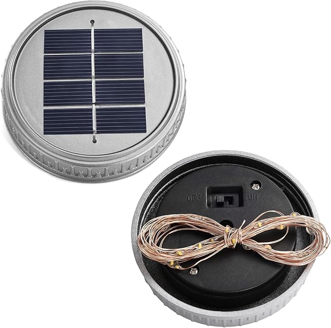 Cooo 12 Pack Crackle Glass Solar Lantern with 30 LED Firefly Lights– Waterproof Outdoor Hanging Lamp 215% Larger Solar Panel, Anti-Rust Lids Decorative Lighting for Garden Patio Table