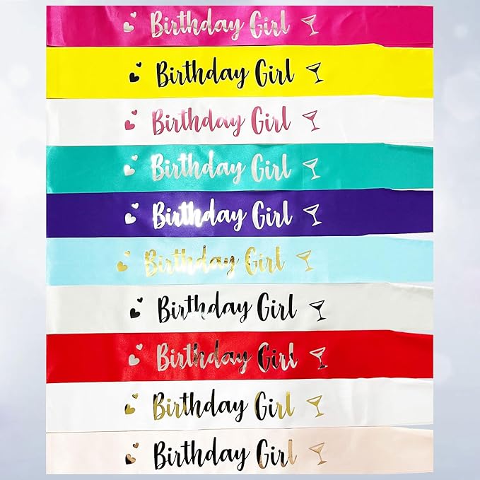 Birthday Girl Sash for Women Foil Letter for Women 21st 30th 40th 50th 60th Gifts Red and Silver Birthday Party Decorations and Supplies