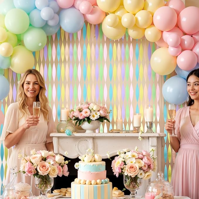 Epakh Pastel Crepe Paper Streamers - 12 Rolls 984ft Crepe Paper Rainbow Baby Shower Decorations Baby in Bloom Themed Wedding Birthday Graduation Mermaid Party Decor Streamers