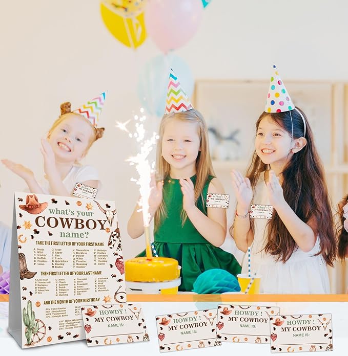 Cowboy Birthday Party Decorations-Birthday Party Games,Cowboy Theme Birthday Party Sign,Baby Shower Decorations,Birthday Party Game,Baby Shower Games,What's your Cowboy Name
