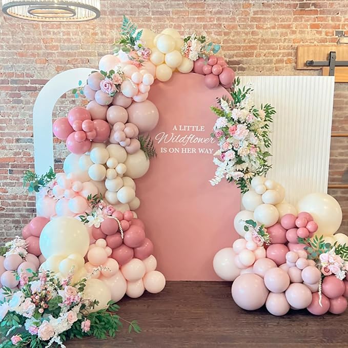 Awenztech 110pcs White Sand Cream Balloon Arch Garland Kit, 18 12 10 5 inch Ivory Beige Balloons Different Sizes for Birthday Party Decorations