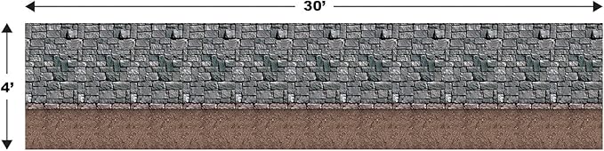 Beistle Stone & Dirt Floor Wall Backdrop, 4’ x 30’ – Medieval Party Decorations, Medieval Decor Background, Photo Backdrop, Easy to Adhere Wall Covering, Stone Backdrop, Halloween Party Decorations