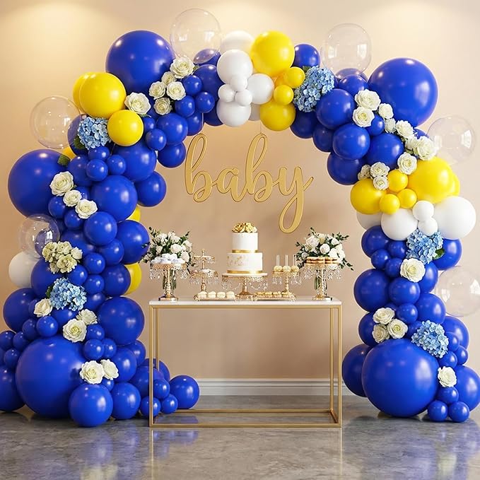 RUBFAC 135pcs Royal Blue Balloons, Latex Balloon Different Sizes 18 12 10 5 Inch for Garland Arch Birthday Party Graduation Baby Shower Baseball Nautical Party Decoration