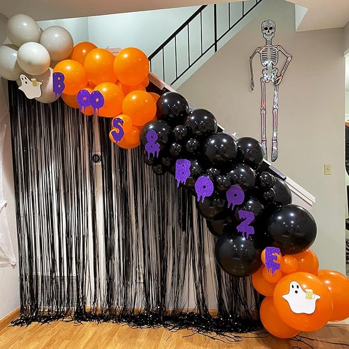 Black and Orange Balloon Arch Kit, 140Pcs Black Orange Latex Balloon Garland kit, 18 12 10 5 Inch Different Size Balloons for Halloween Birthday Baby Shower Thanksgiving Day Party Decorations