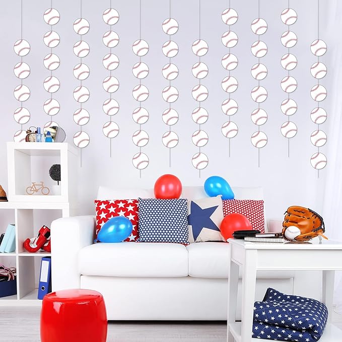 8 Packs Baseball Party Banners Baseball Garland Kit Baseball Hanging Swirl Baseball Party Supplies Decorations Baseball Paper Cutouts for Birthday Party Home Classroom Favor Supplies Decor