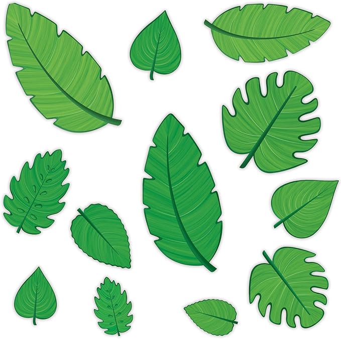 Beistle 53498 Tropical Leaf Cutouts, 24 Piece, 4"-12", Green