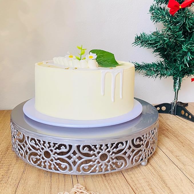 Silver Cake Stand, 3Pcs Round Metal Cake Stand Set, Dessert Cupcake Pastry Candy Display Plate 8" 10" 12" for Wedding, Event, Birthday Party (Silver Cake Stands / 3 Pcs)