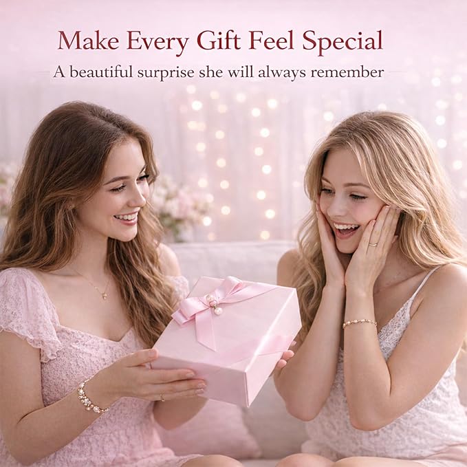 Elegant Small Pink Gift Box for Women with Lid & Accessories - Reusable Magnetic Closure Gift Presentation Set, Romantic and Beautiful Ready-to-Gift Box