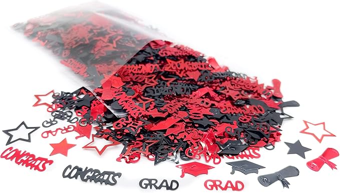 Graduation Decorations 2026 | Red and Black Graduation Confetti 2026 - Pack of 1300 | Graduation Confetti class of 2026 | 2026 Confetti Graduation | 2026 Graduation Table Decorations, KatchOn
