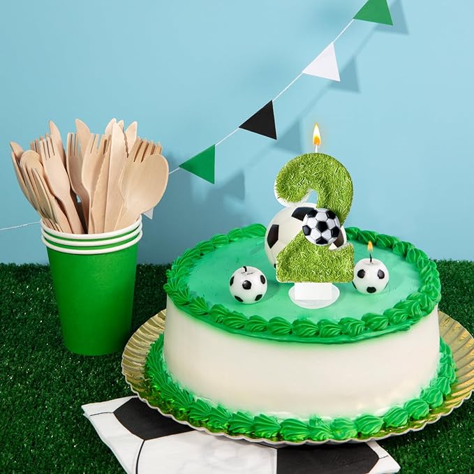 2nd Birthday Candles,Soccer Birthday Decorations,Suitable for Girl and boy Cake Toppers, Wedding Cakes, Anniversaries, Party Celebrations, Birthday Decorations