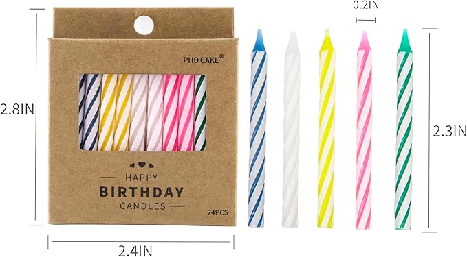 PHD CAKE 288-Count Multicolored Spiral Birthday Candle, Birthday Candles for Cake, Cupcake Candles, Party Celebration