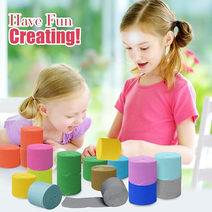 TANEMUDO 75 Roll 6150 ft Crepe Paper Streamer Roll for Party Decoration, Flower Making, Rainbow Streamer Crepe Paper Rolls for Birthday and Wedding (25 Colors)