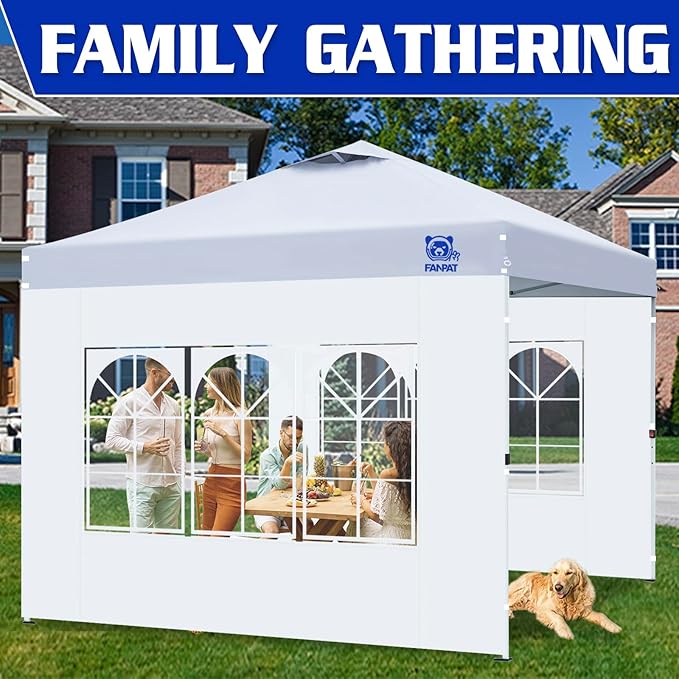 FANPAT Church Window 10x10ft Canopy Sidewalls for Pop Up Canopy, Waterproof UV Protection Fabric, Suitable for Outdoor Party, Picnics & Camping, Khaki(2pcs Sidewalls Only, NOT Included Frame and Top)