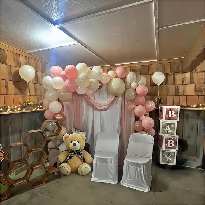 Dusty Pink Balloons, 60Pcs Pastel Light Pink and White Balloon Beige Sand White Champagne Gold Latex Neutral Balloons for Women Birthday Boho Wedding Baby Bridal Shower Party Mothers Day Decorations