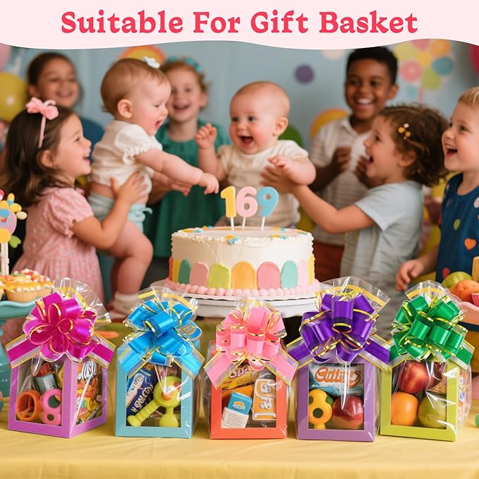 TUXIYA 24PCS 6 Inch Large Pull Bows,12 Colors Bow for Gift Wrapping,Reusable Birthday Ribbon Bow for Wrapping Boxes & Decorative Accents
