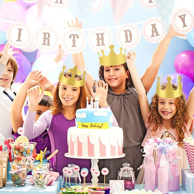 36 Pieces Paper Crowns Golden Party Crowns Princess Prince Crown Birthday Party King Hats for Adults