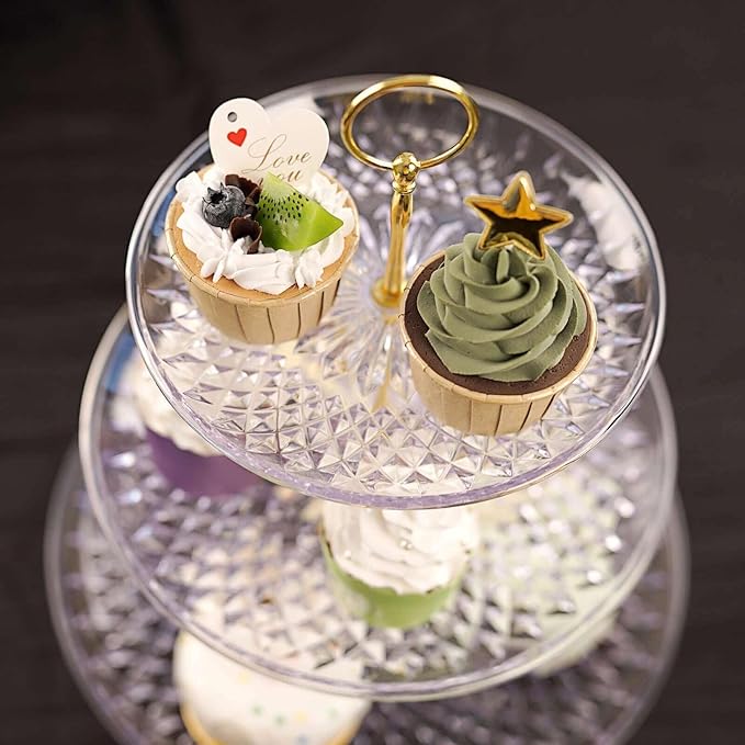Efavormart 12" Sunflower Cut 3-Tiered Cupcake Stand, Dessert Holder - Clear Plastic