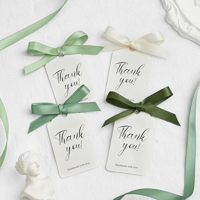 Mauproy 3/8 Inch Sage Green Satin Ribbon, 4 Rolls Total 40 Yards, Double Faced Mixed Green Thin Ribbon for Gift Wrapping, Flower Bouquets, Crafts, Wedding Decorations