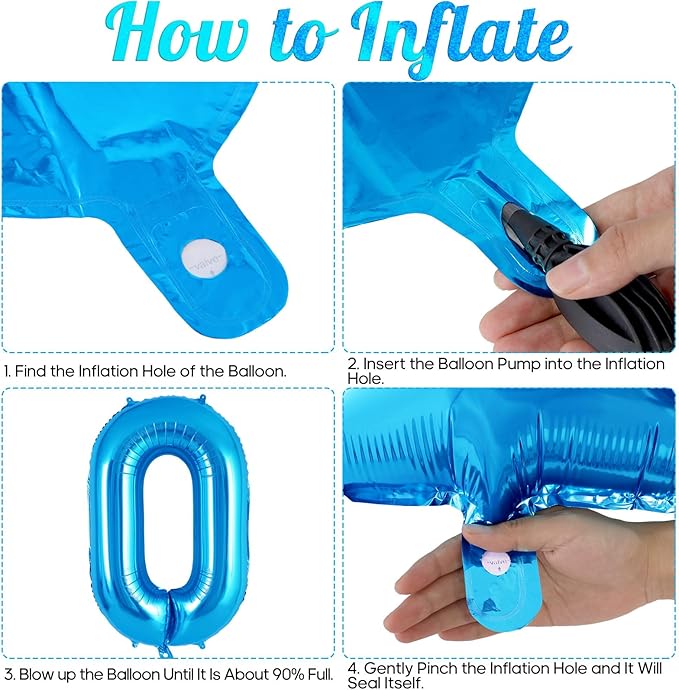 Blue Number 0 Balloon 40 Inch, Big Large Foil Helium Number Balloons, Jumbo Giant Mylar Number 0 Balloons for Birthday Party Decorations Supplies Anniversary Celebration