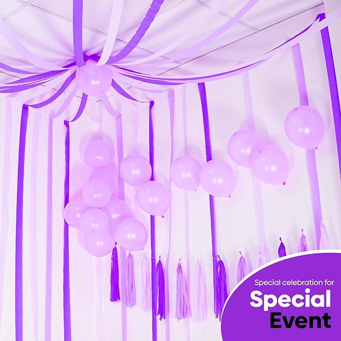 8 Purple Streamers Rolls, 656ft Pack of Purple Crepe Paper with White for Party Decorations, Birthday Decorations, Party Streamers (1.8 inch x 82 ft/Roll)