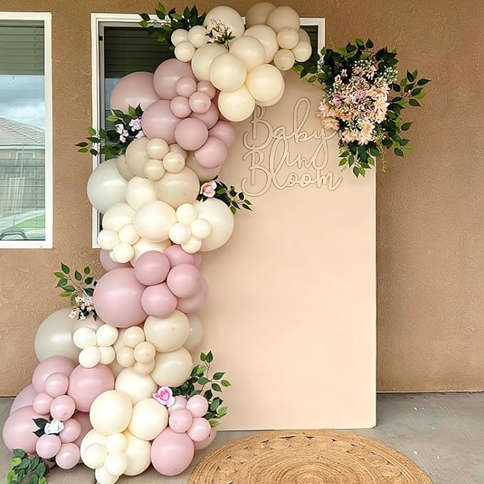 120pcs Dusty Pink Balloons, 18 12 10 5 inch Pastel Pale Lihgt Pink Balloons Different Sizes Dusty Rose Balloon Arch Kit for Boho Bachelorette Baby Shower Birthday Party Decorations
