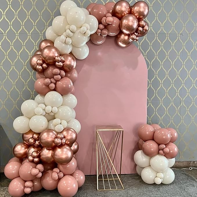 Voircoloria 90pack Rose Gold Balloons Different Size 18/12/10/5 Inch Rose Gold Balloon Garland Arch Kit for Graduation, Wedding, Birthday, Princess Theme Party, Valentine's Day Party Decorations
