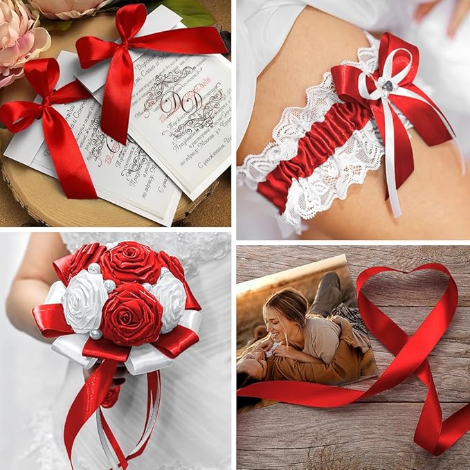 Red Ribbon for Gift Wrapping, 1 Inch 25 Yards Christmas Ribbon Red Ribbon for Christmas Tree Decoration Red Ribbon for Hair Satin Ribbon Red Fabric Ribbon Perfect for Red Ribbon Bow Wedding Decor