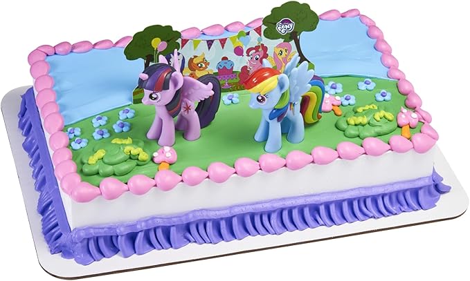DecoPac My Little Pony Cake Topper, 3-Piece Cake Decorations with Rainbow Dash and Twilight Sparkle Ponies for Fun After the Birthday Party, 3"