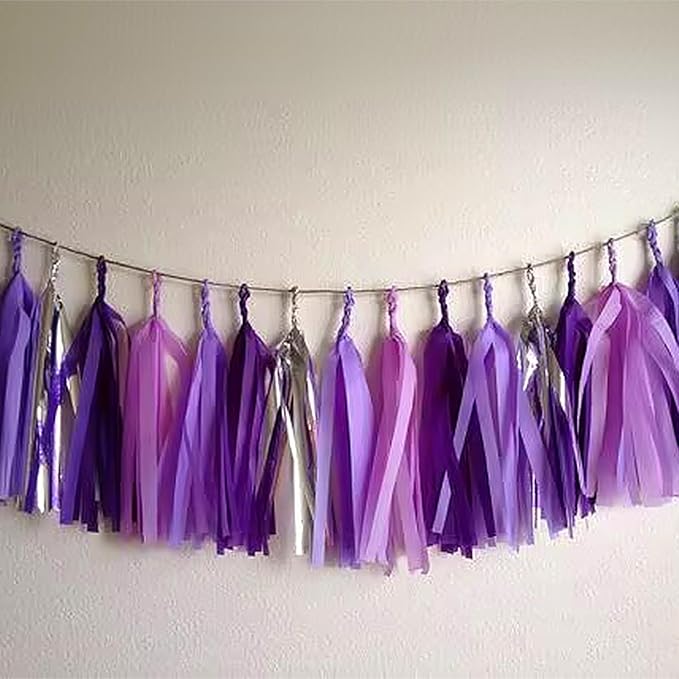 FOONEA Crepe Paper Streamers - 4 Rolls 328ft Purple Crepe Paper for Party, Wedding, Birthday & Baby Shower Decorations