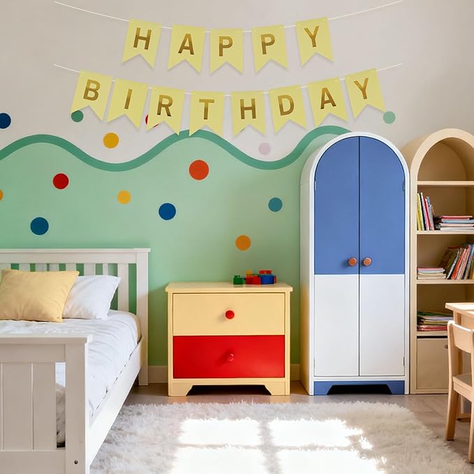 ZHENGYE Happy Birthday Banner Yellow Birthday Decoration Sign Birthday Party Decorations Supplies