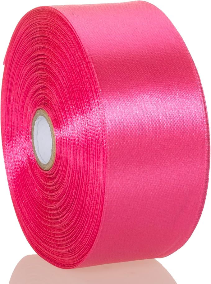 YASEO 1 1/2 Inch Rose Red Solid Satin Ribbon, 50 Yards Craft Fabric Ribbon for Gift Wrapping Floral Bouquets Wedding Party Decoration