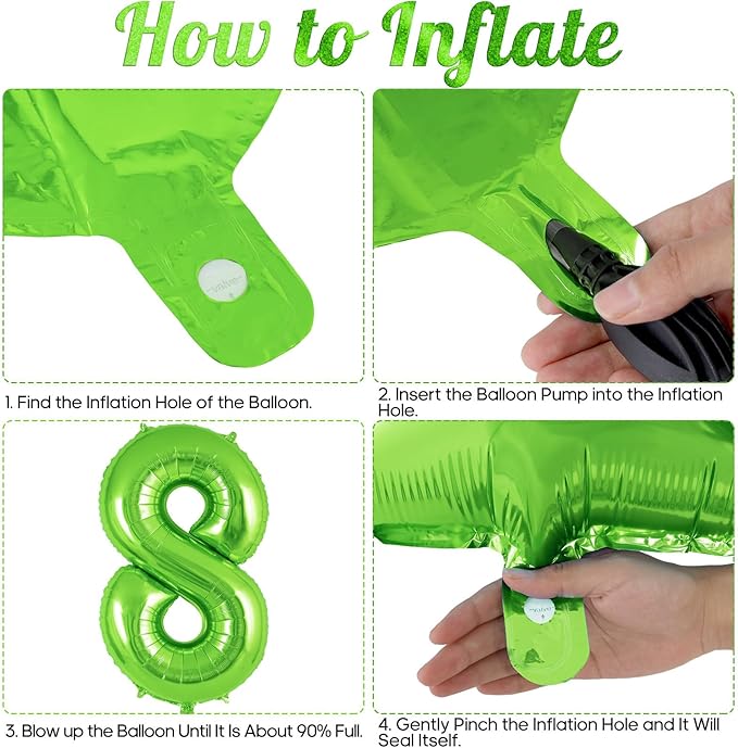 Green Number 8 Balloon 40 Inch, Big Large Foil Helium Number Balloons, Jumbo Giant Mylar Number 8 Balloons for 8 Year Old Birthday Party Decorations Supplies Anniversary Celebration