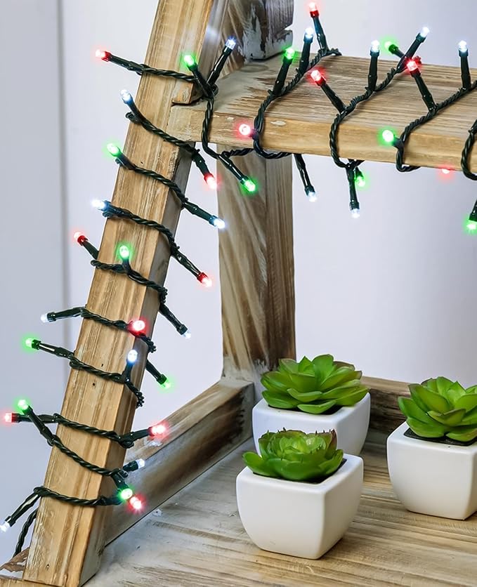 Red White and Green Christmas Lights Outdoor, 80FT 240 LED Christmas Tree Lights Waterproof Plug in, 8 Modes Connectable Christmas Decorations Green Wire for Indoor Home House Patio Holiday