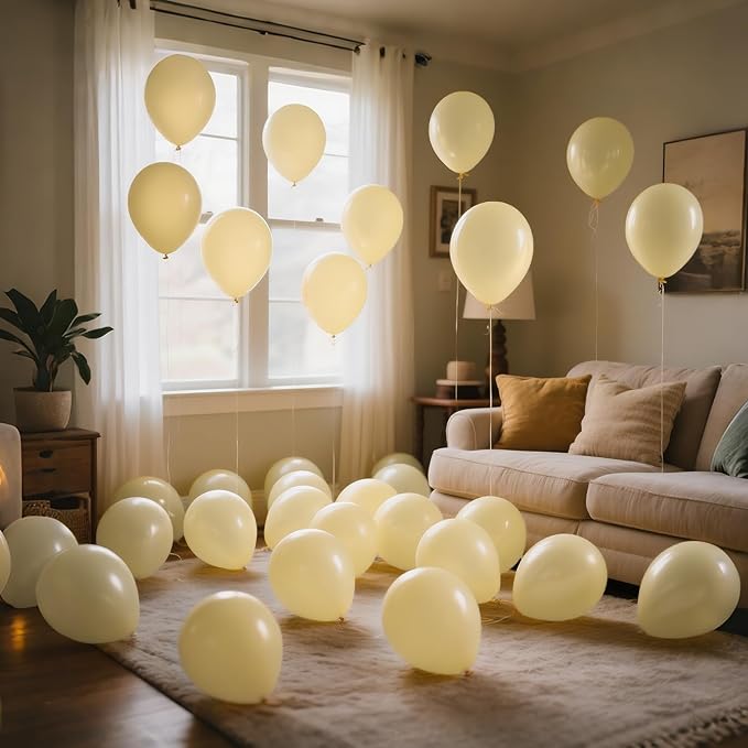 110pcs Pastel Yellow Balloon 12 Inch, Pastel Yellow Latex Balloons for Birthday Party Baby Shower Wedding(with 2 Ribbons).
