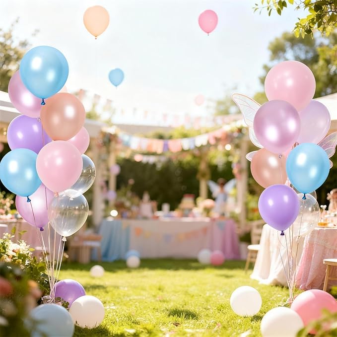 Pastel Mermaid Balloons Set, Pearl Rose Gold Metallic Pink Purple Blue Latex Party Balloons for Girl Birthday Bridal Baby Shower Candyland Fairy Party Decorations