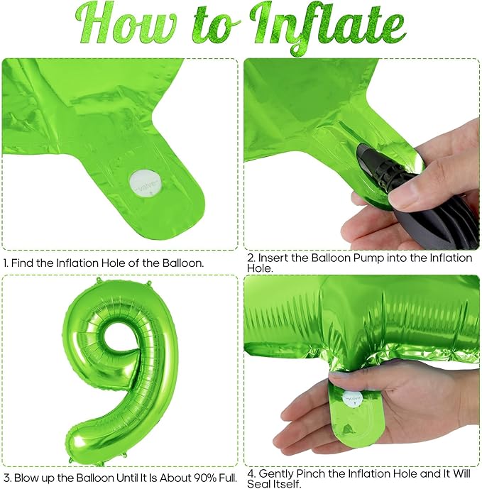 Green Number 9 Balloon 40 Inch, Big Large Foil Helium Number Balloons, Jumbo Giant Mylar Number 9 Balloons for 9 Year Old Birthday Party Decorations Supplies Anniversary Celebration