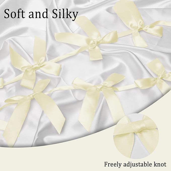 2pcs Beige Bow Garland Banner - 8.3 Feet Coquette Ribbon Bow Party Decorations for Baby Shower Girls, Birthday Party, Bridal Shower Decor (Beige)