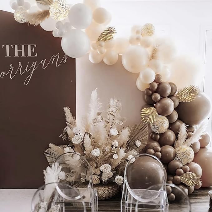 PartyWoo Dark Brown Balloons 155pcs Different Sizes of 18 12 10 5 Inch Boho Coffee Neutral Fall Balloon Arch Kit for Bachelorette Baby Shower Anniversary Birthday Party Decorations Brown-F20