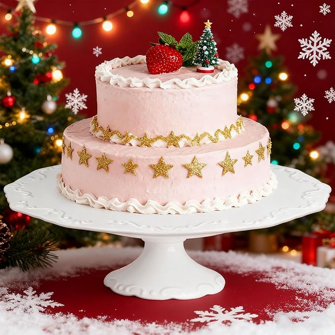 12 inch Cake Stand, White Cake Stand for 10" Cake, Ceramic Cake Plate, Round Dessert Stand, Wedding Cake Stands, Cupcake Pedestal Stand for Party, Birthday