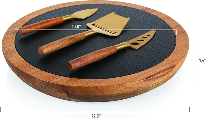 PICNIC TIME NFL Unisex-Adult NFL Insignia - Acacia and Slate Serving Board with Cheese Tools