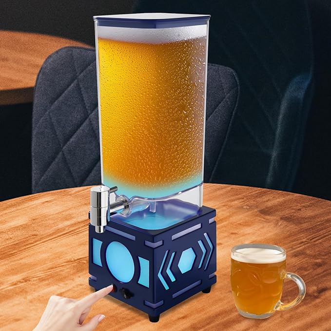 0.79 Gallon Beverage Dispenser With Stand,Single Tank Water Ice Tea Beer Margarita Juice Drink Dispenser with LED Lights,Plastic Clear Water Jar Dispenser with Spigot for Home Bar Parties (Dark Blue)